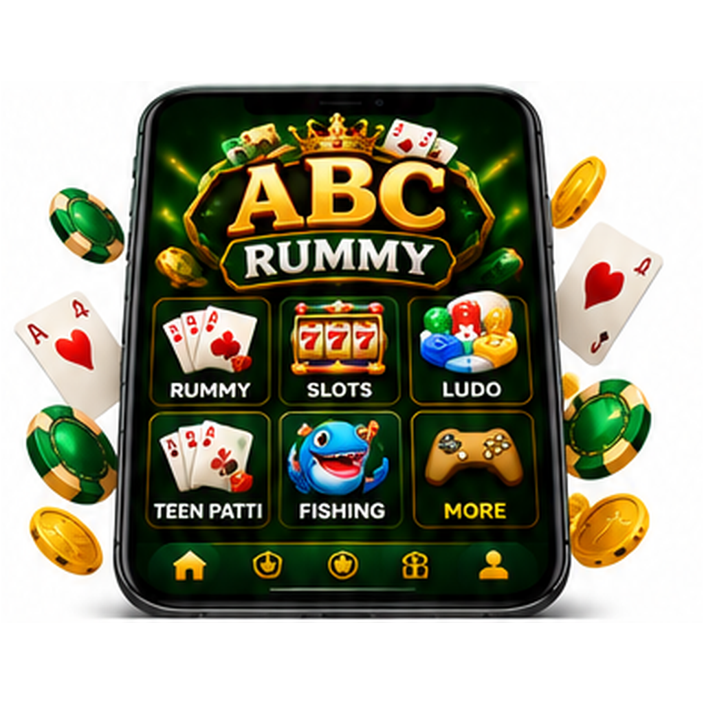 Illustrative ABC Rummy smartphone mockup, not an independently verified app screenshot